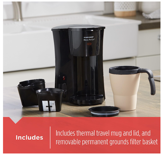 Black & Decker Single Serve Coffee Maker with Travel Mug 